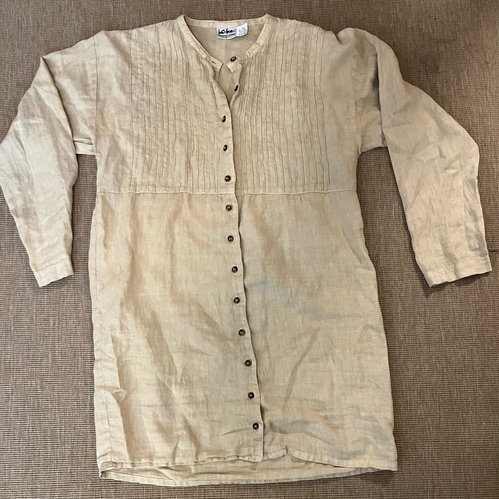 Kiko Beige Button-Down Tunic